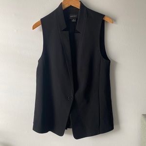 Club Monaco Womens  Black Zoela Vest Sheer Silk Pleated Back Lagenlook S